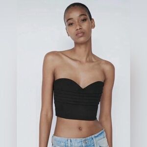 Zara Elegant Black Strapless Top